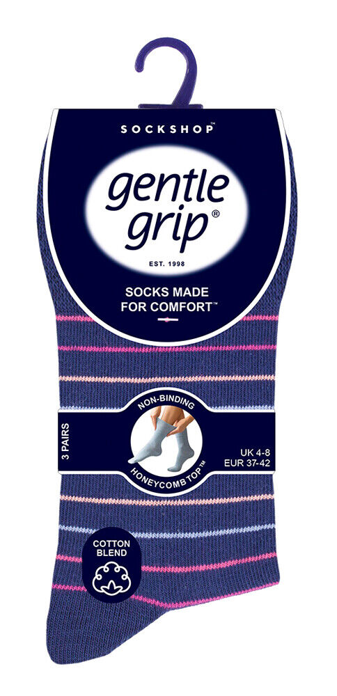 Gentle Grip - 6 Pairs Womens Non Binding Loose Top Cotton Socks Size 5-9 US - Picture 117 of 129