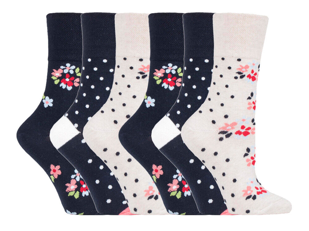 Gentle Grip - 6 Pairs Womens Non Binding Loose Top Cotton Socks Size 5-9 US - Picture 118 of 129