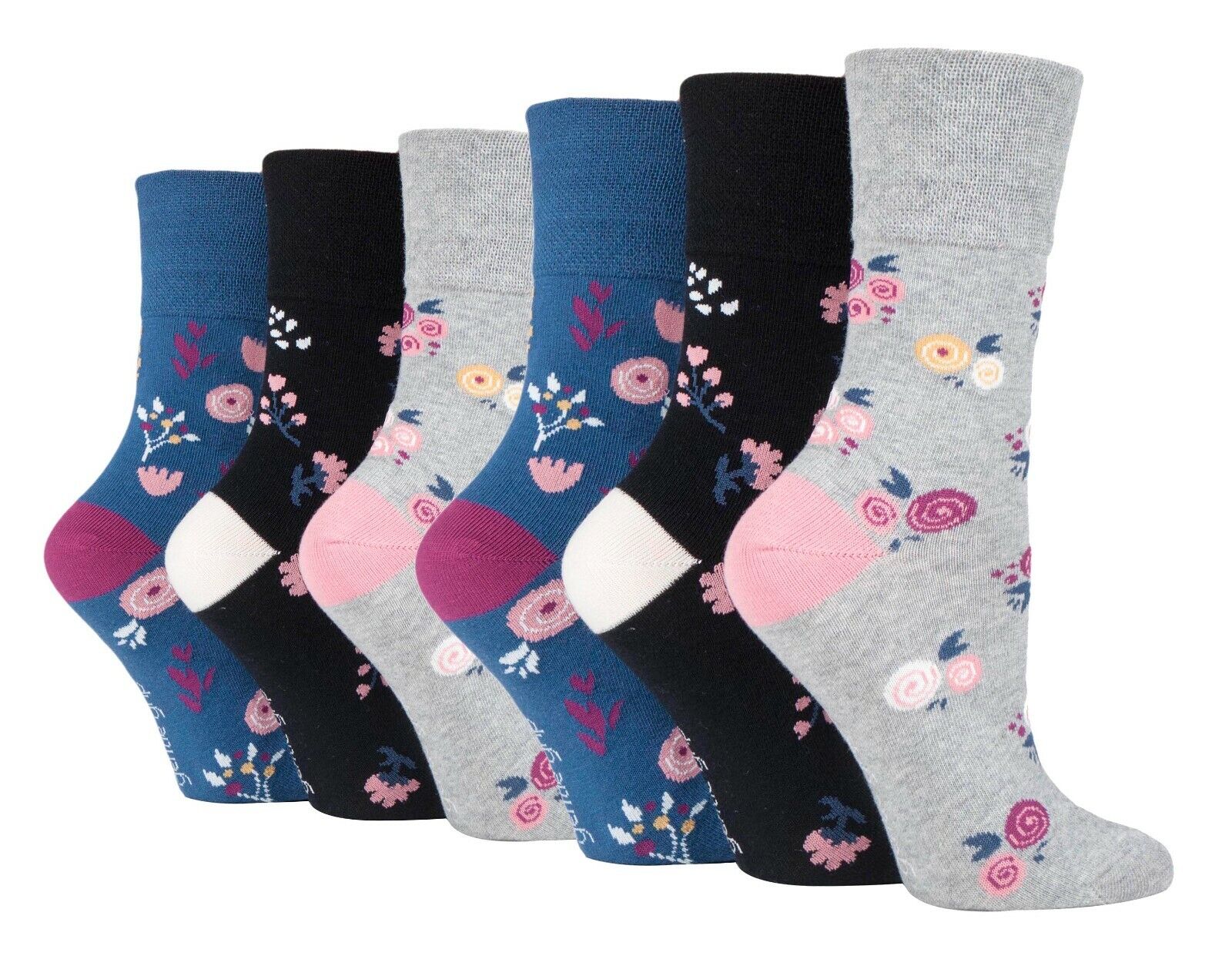 Gentle Grip - 6 Pairs Womens Non Binding Loose Top Cotton Socks Size 5-9 US - Picture 124 of 129