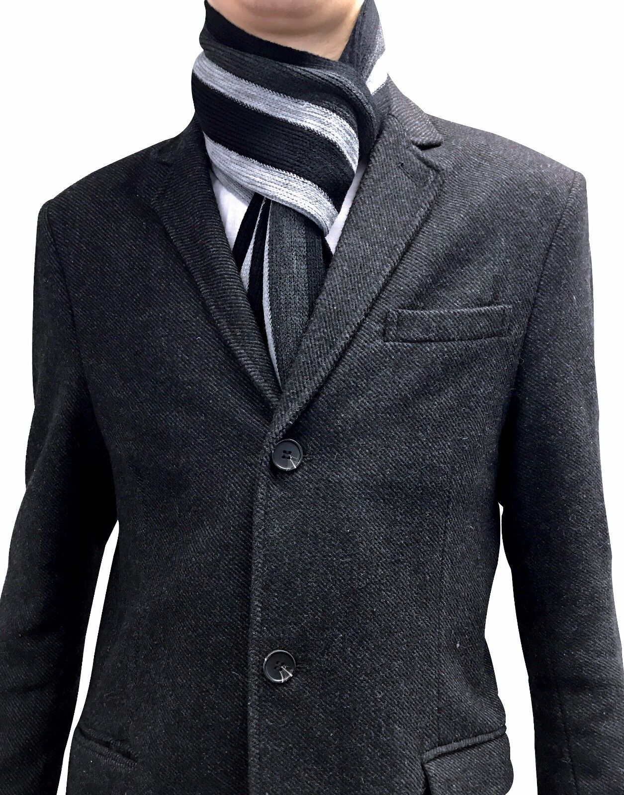Giovanni Cassini - Mens Italian Inspired Warm Knitted Striped Winter Scarf - Picture 8 of 33