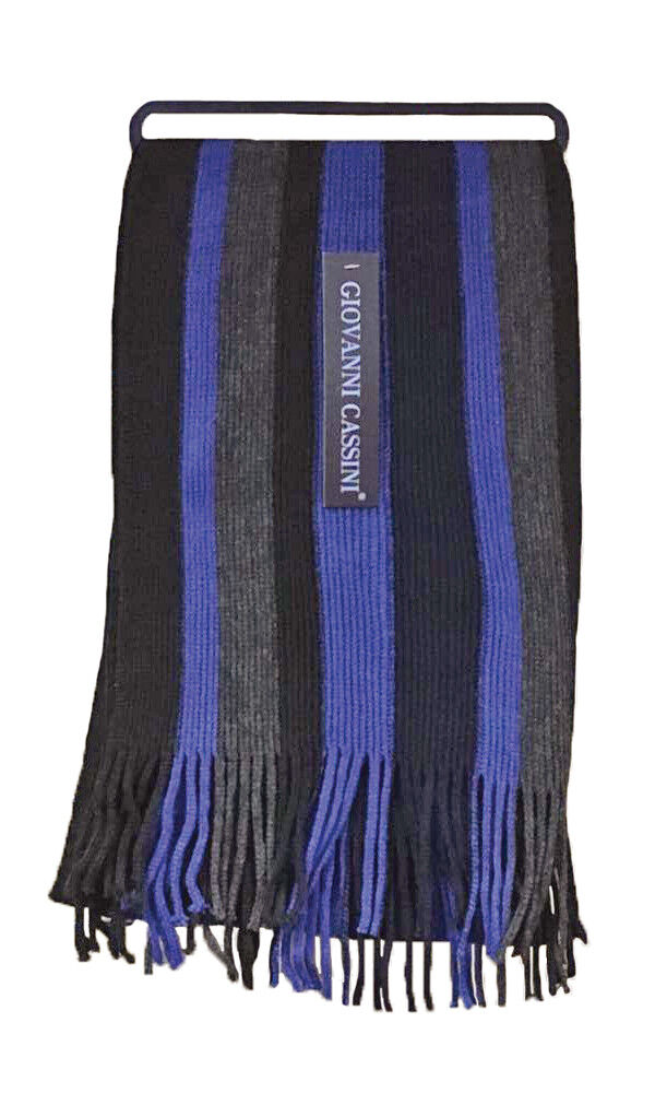 Giovanni Cassini - Mens Italian Inspired Warm Knitted Striped Winter Scarf - Picture 12 of 33