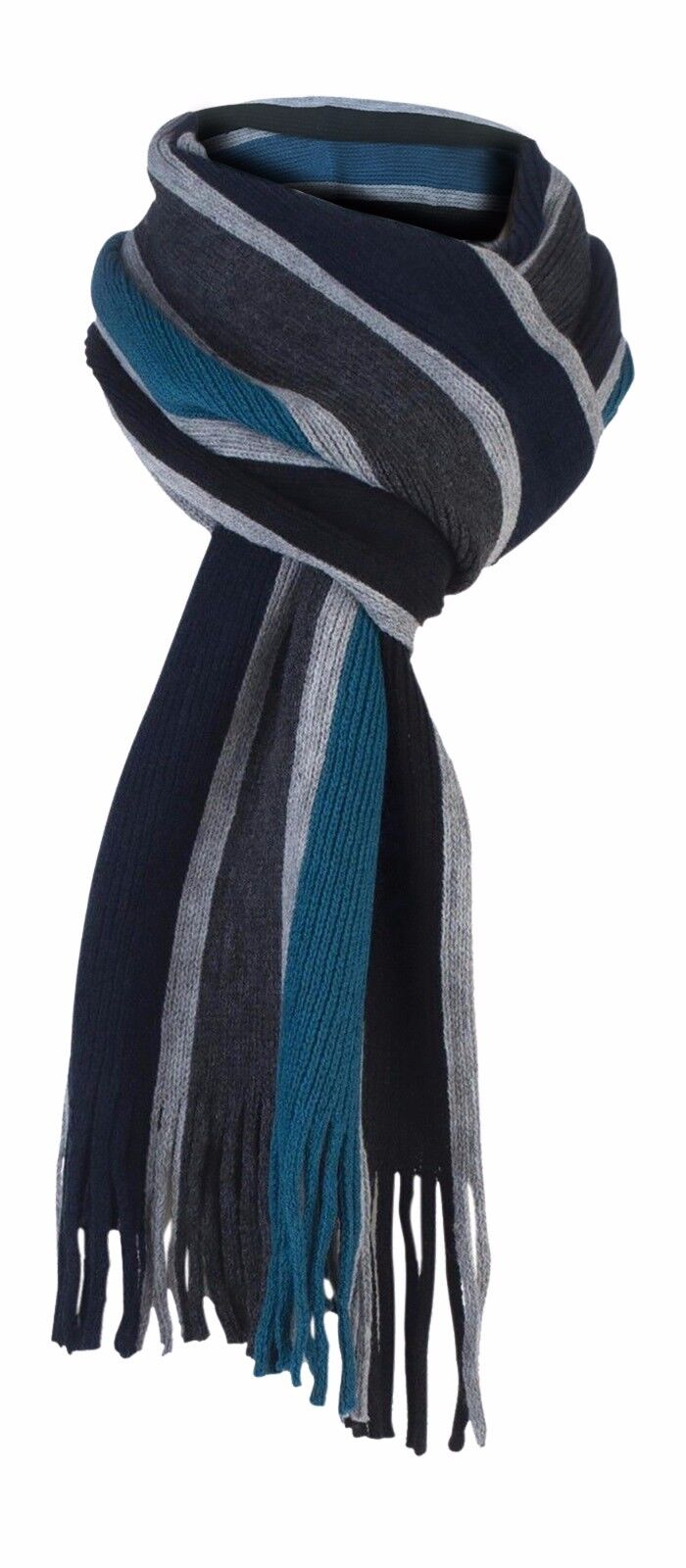 Giovanni Cassini - Mens Italian Inspired Warm Knitted Striped Winter Scarf - Picture 14 of 33