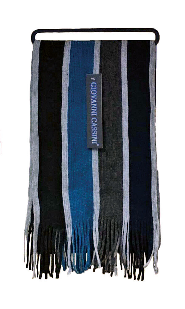 Giovanni Cassini - Mens Italian Inspired Warm Knitted Striped Winter Scarf - Picture 17 of 33