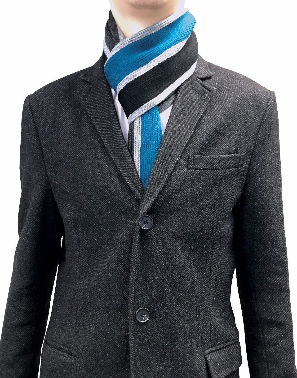 Giovanni Cassini - Mens Italian Inspired Warm Knitted Striped Winter Scarf - Picture 18 of 33