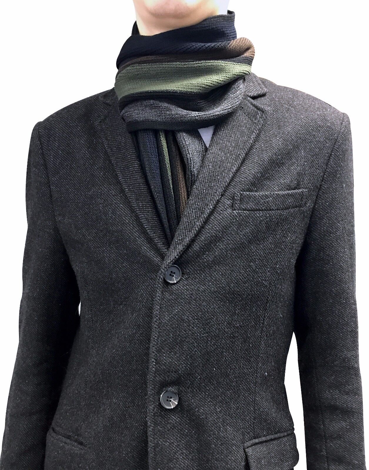 Giovanni Cassini - Mens Italian Inspired Warm Knitted Striped Winter Scarf - Picture 23 of 33