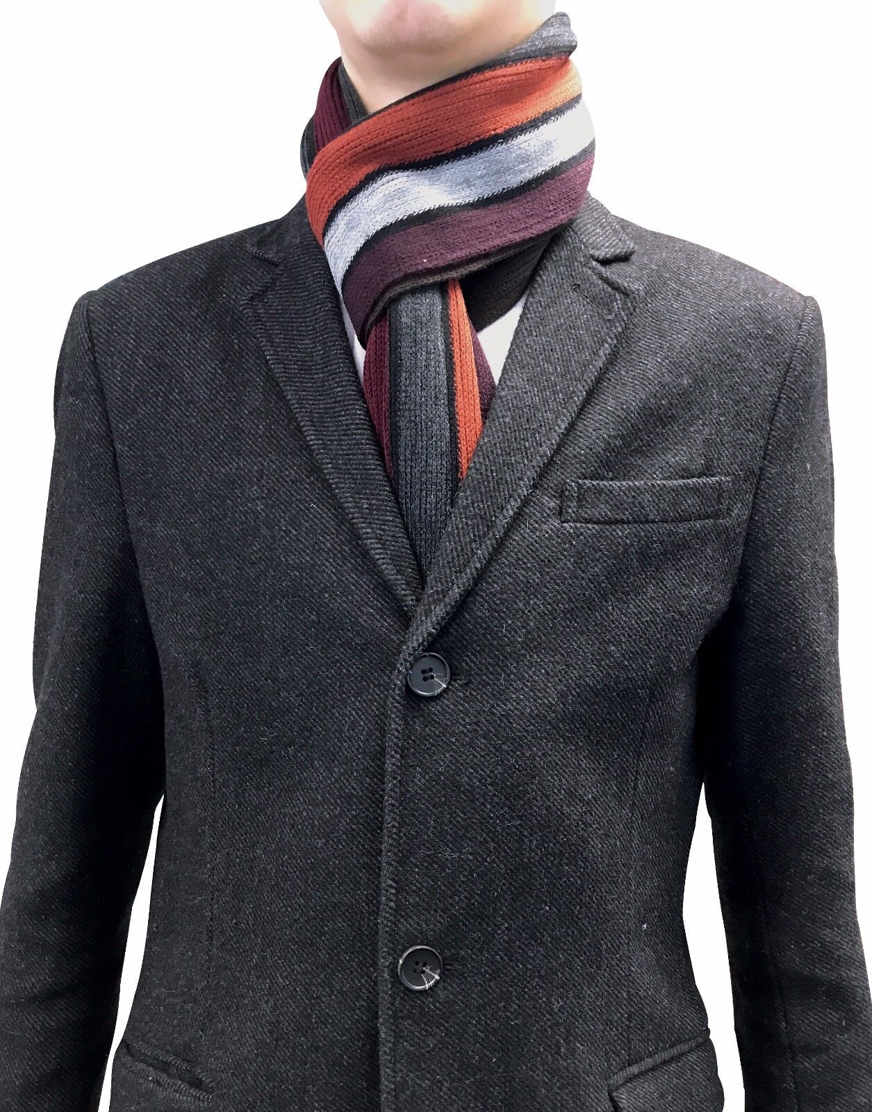 Giovanni Cassini - Mens Italian Inspired Warm Knitted Striped Winter Scarf - Picture 28 of 33