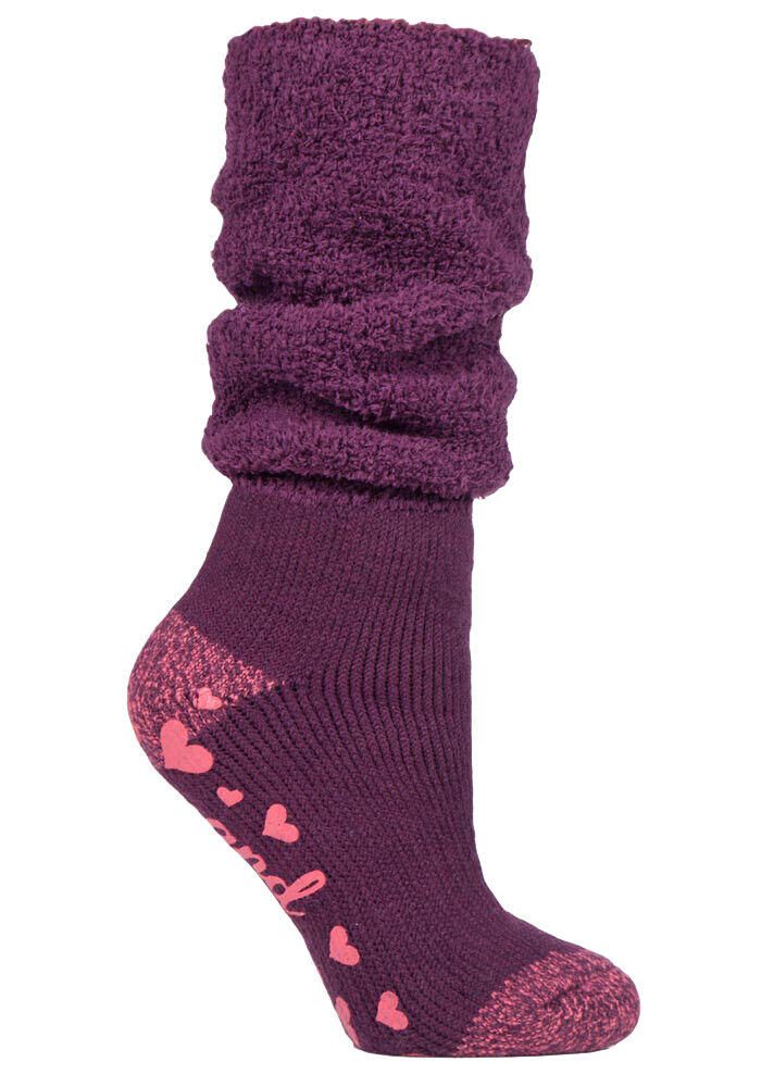 HEAT HOLDERS - Ladies Soft Fluffy Slouch Top Non Slip Slipper Thermal Bed Socks - Picture 8 of 13