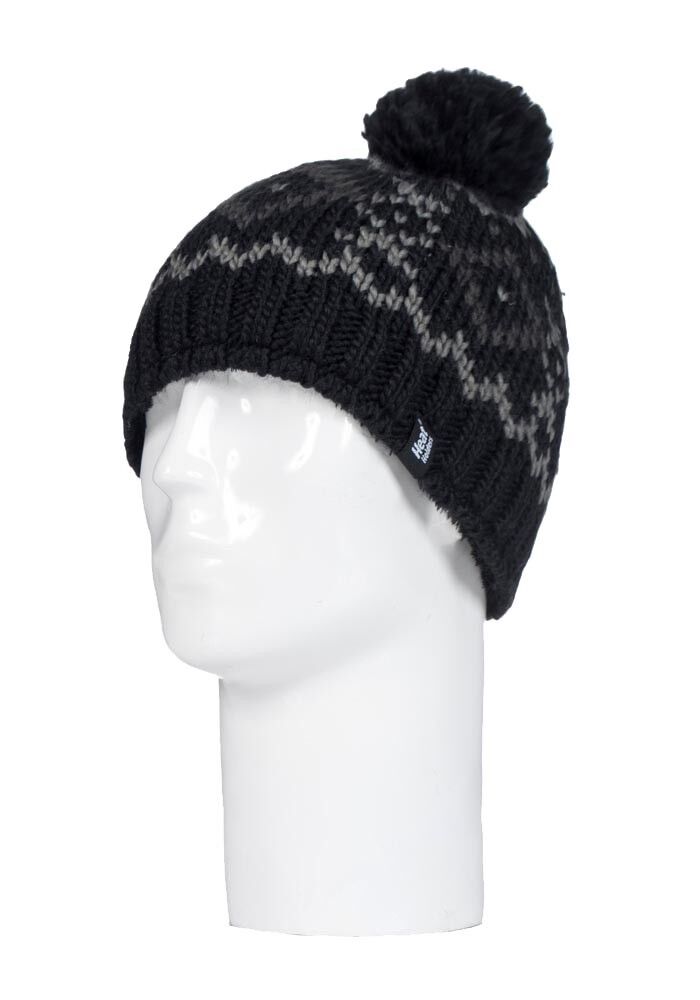 Heat Holders - Mens Chunky Knit Winter Warm Thermal Bobble Hat with Pom Pom - Picture 7 of 14