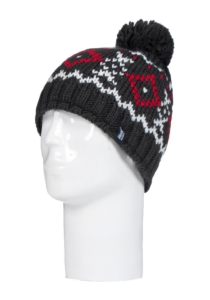 Heat Holders - Mens Chunky Knit Winter Warm Thermal Bobble Hat with Pom Pom - Picture 9 of 14