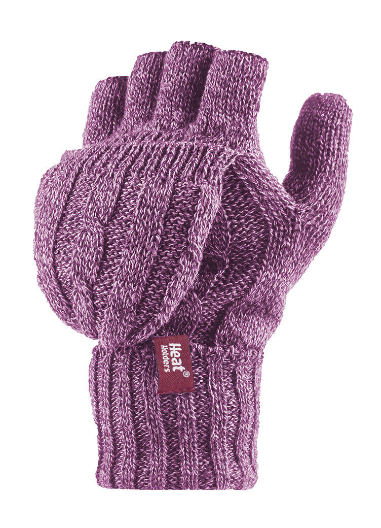 Heat Holders - Women's Thermal 2.3 TOG Converter Fingerless Cable Knit Gloves - Picture 5 of 43