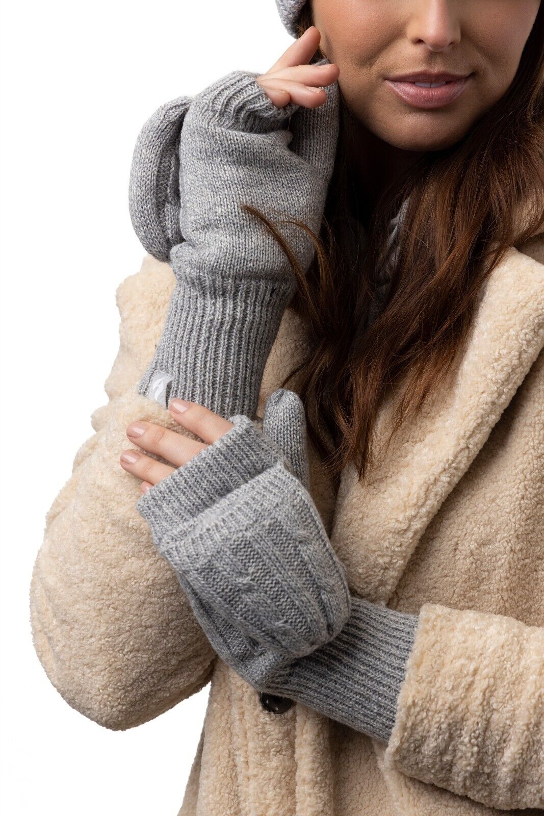 Heat Holders - Women's Thermal 2.3 TOG Converter Fingerless Cable Knit Gloves - Picture 11 of 43
