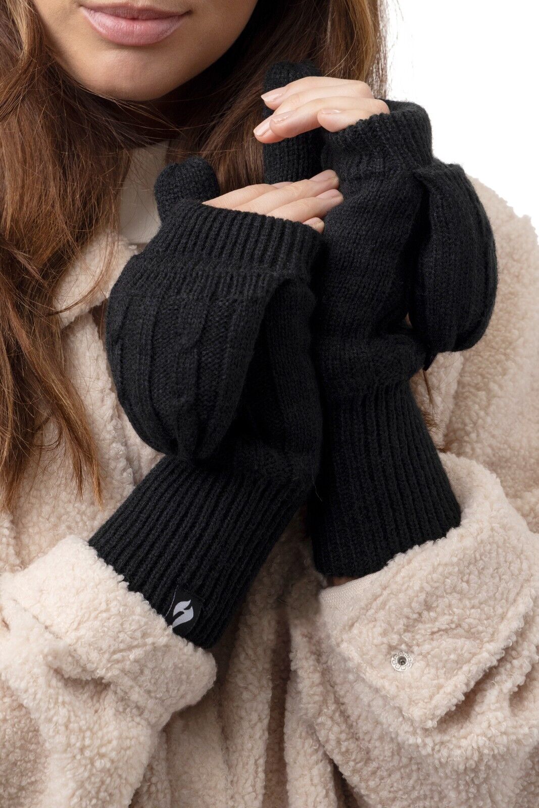 Heat Holders - Women's Thermal 2.3 TOG Converter Fingerless Cable Knit Gloves - Picture 20 of 43