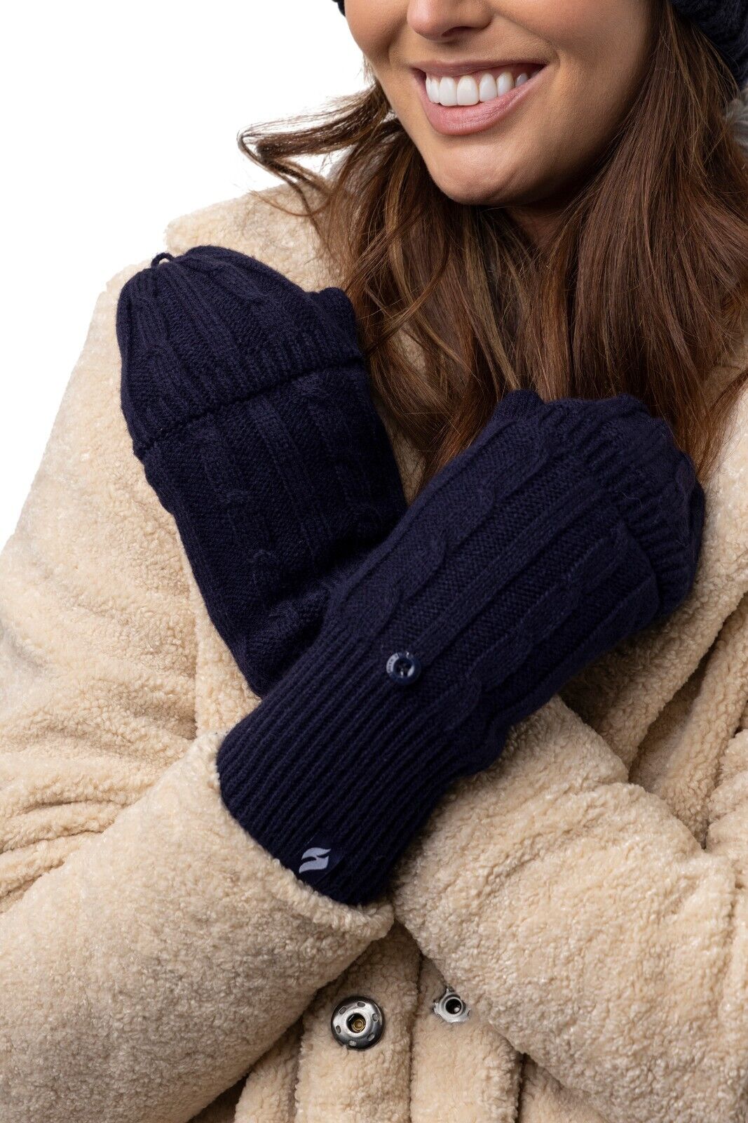 Heat Holders - Women's Thermal 2.3 TOG Converter Fingerless Cable Knit Gloves - Picture 27 of 43