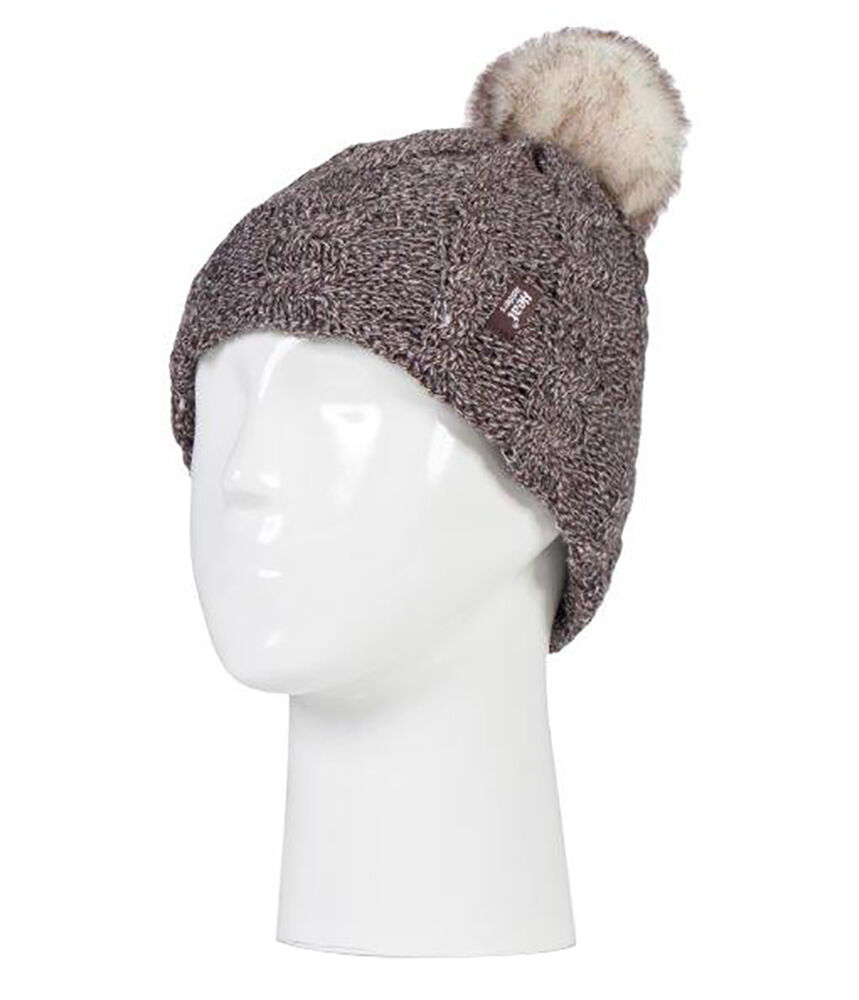 Heat Holders - Damen Fleece gefütterte Zopfmuster Winter Beanie Mütze mit Bommel - Bild 15 von 29
