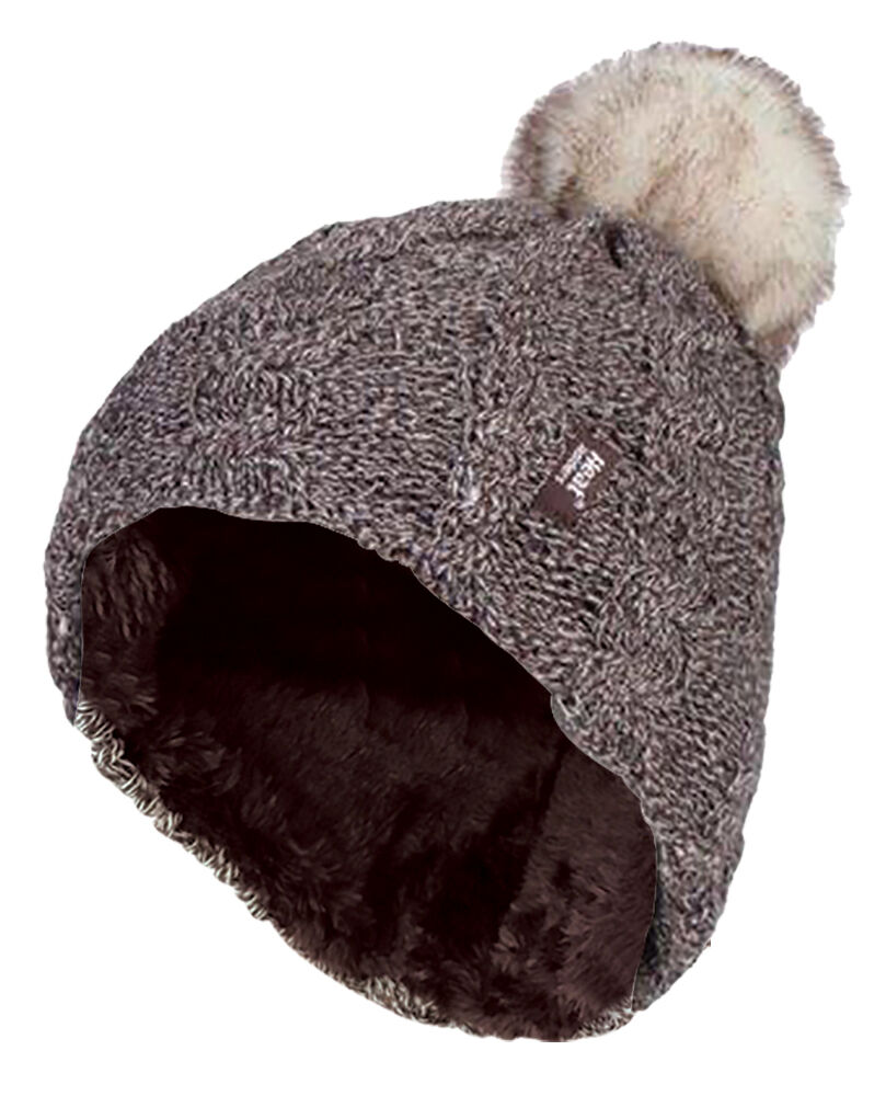 Heat Holders - Damen Fleece gefütterte Zopfmuster Winter Beanie Mütze mit Bommel - Bild 16 von 29