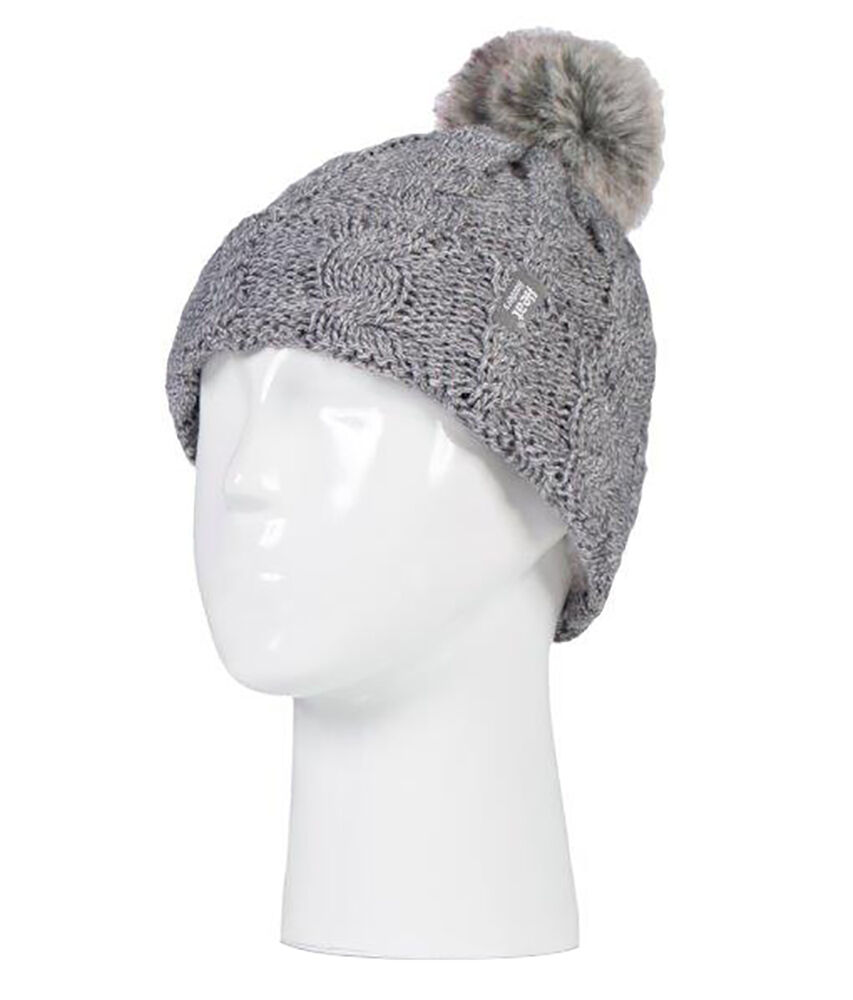 Heat Holders - Damen Fleece gefütterte Zopfmuster Winter Beanie Mütze mit Bommel - Bild 18 von 29