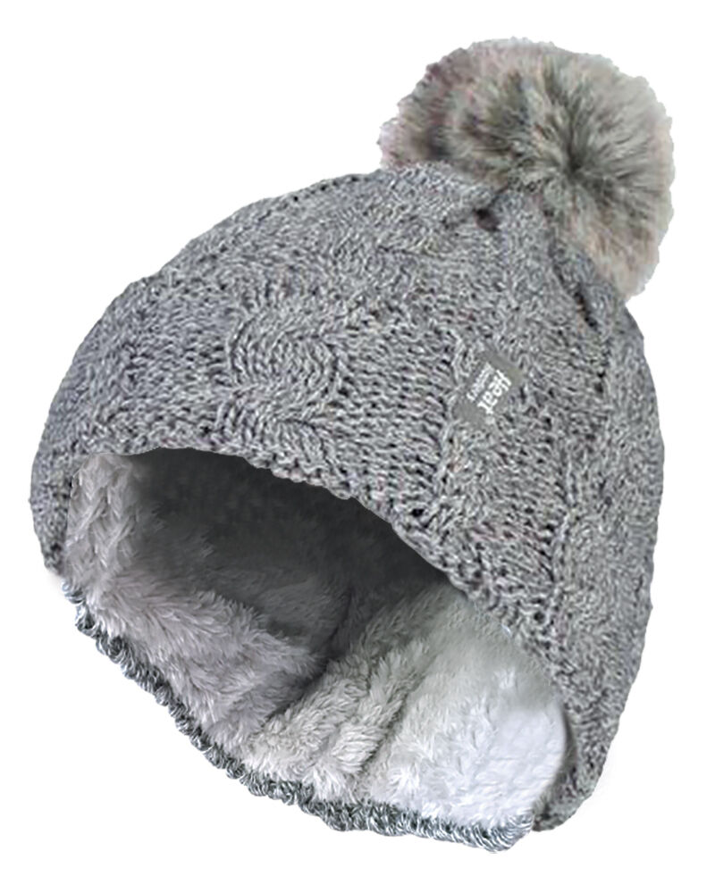 Heat Holders - Damen Fleece gefütterte Zopfmuster Winter Beanie Mütze mit Bommel - Bild 19 von 29