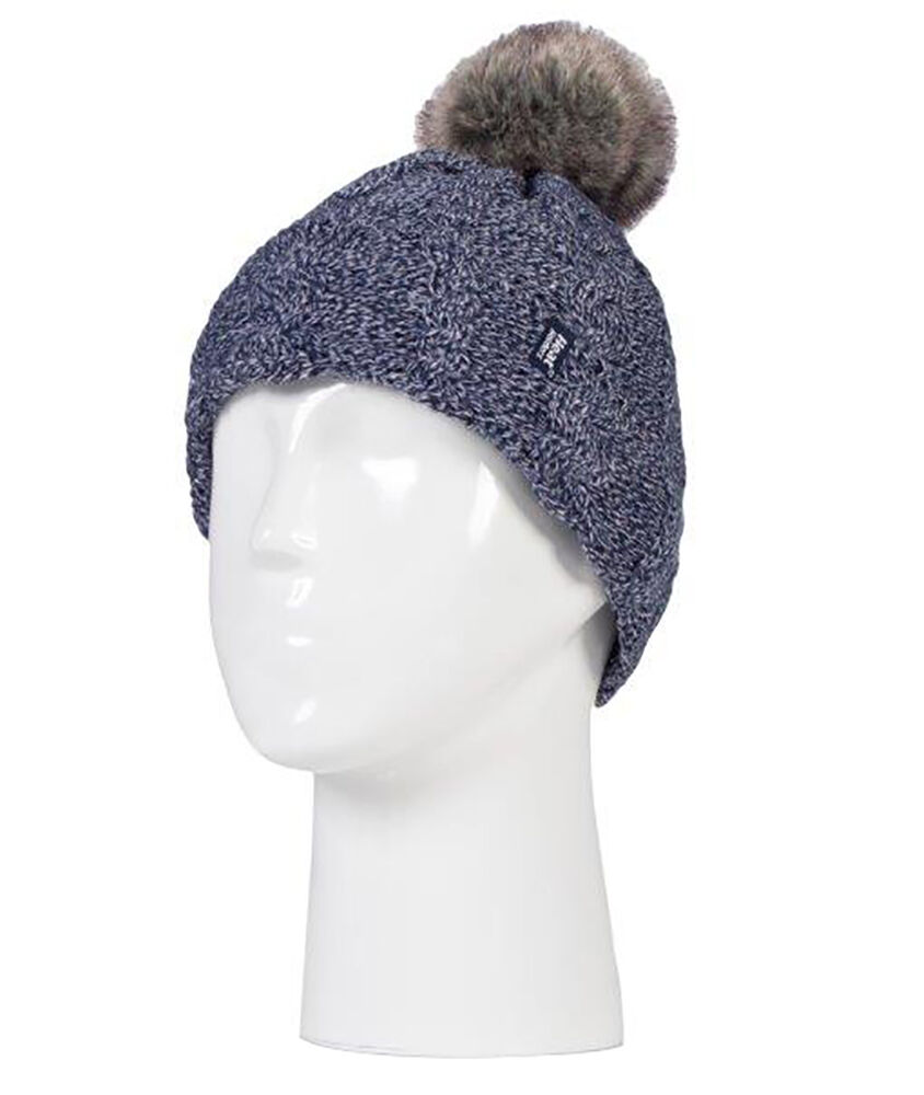 Heat Holders - Damen Fleece gefütterte Zopfmuster Winter Beanie Mütze mit Bommel - Bild 21 von 29
