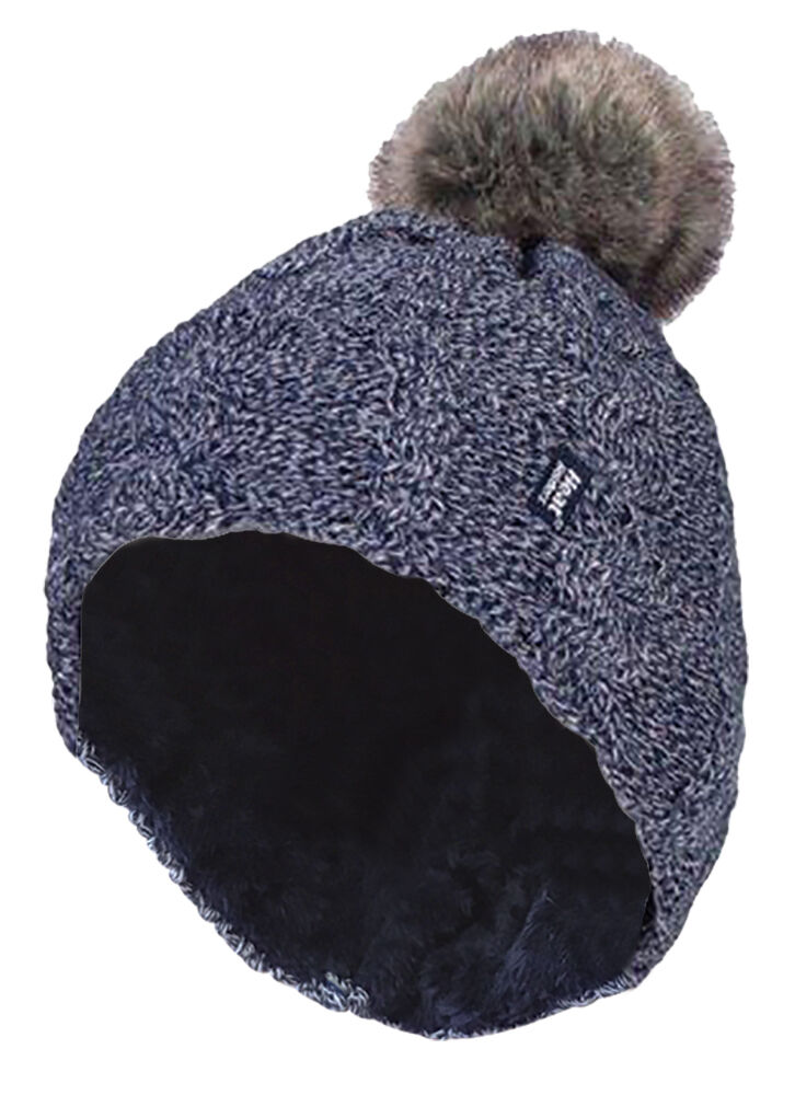 Heat Holders - Damen Fleece gefütterte Zopfmuster Winter Beanie Mütze mit Bommel - Bild 22 von 29