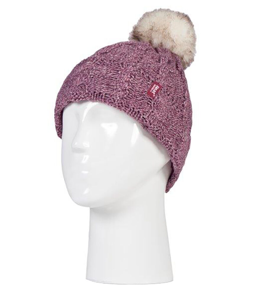 Heat Holders - Damen Fleece gefütterte Zopfmuster Winter Beanie Mütze mit Bommel - Bild 27 von 29