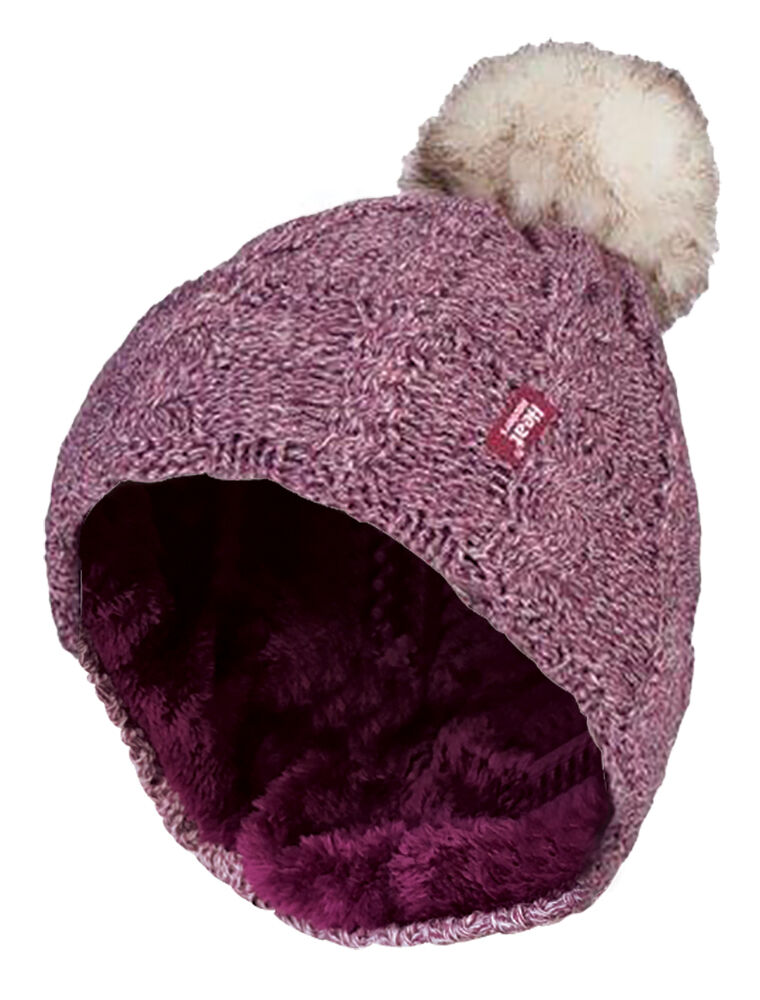 Heat Holders - Damen Fleece gefütterte Zopfmuster Winter Beanie Mütze mit Bommel - Bild 28 von 29