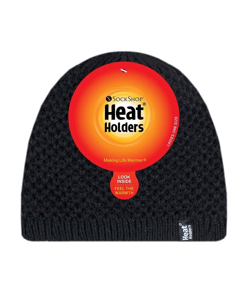 Heat Holders - Womens Knitted Style Fleece Lined Warm Thermal Winter Beanie Hat - Picture 9 of 27
