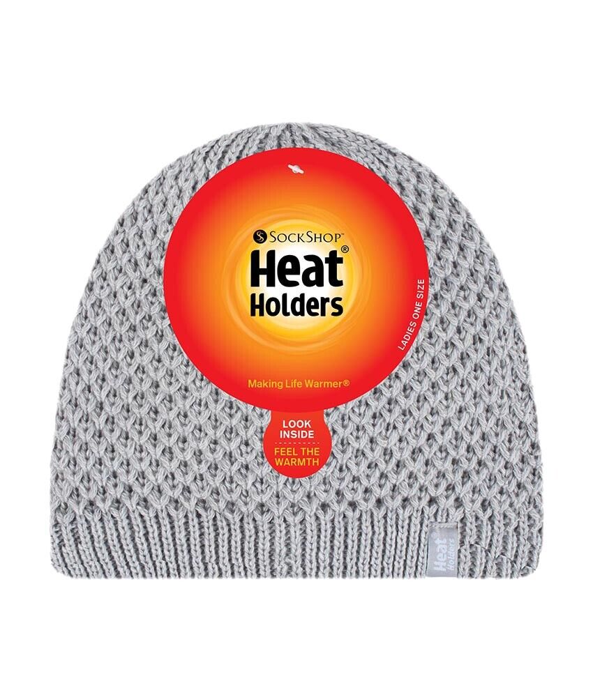 Heat Holders - Womens Knitted Style Fleece Lined Warm Thermal Winter Beanie Hat - Picture 13 of 27
