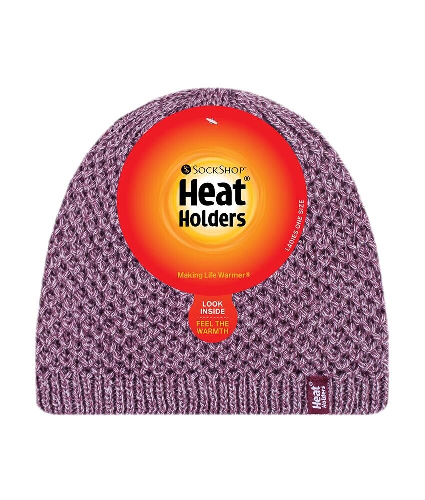 Heat Holders - Womens Knitted Style Fleece Lined Warm Thermal Winter Beanie Hat - Picture 17 of 27