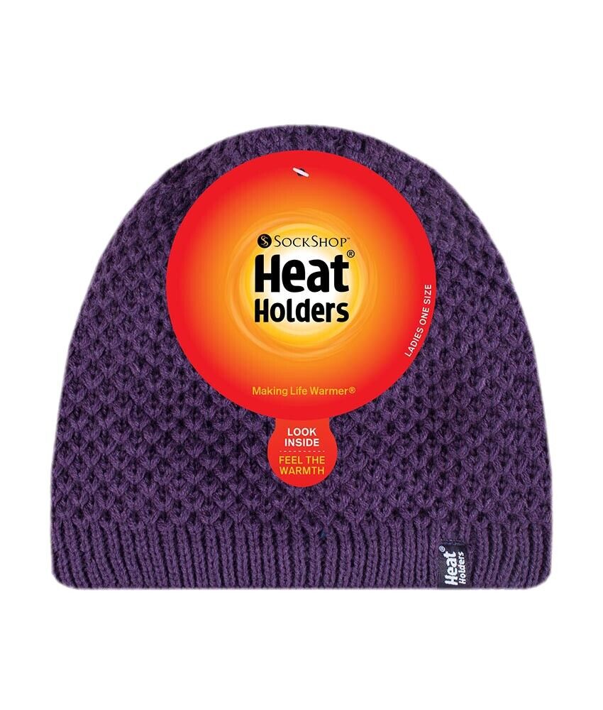Heat Holders - Womens Knitted Style Fleece Lined Warm Thermal Winter Beanie Hat - Picture 21 of 27