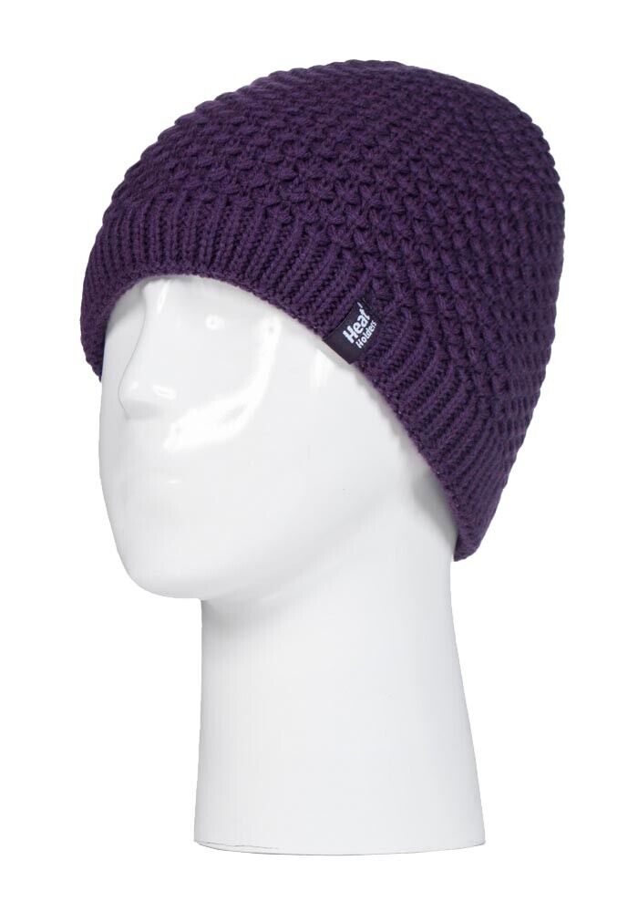 Heat Holders - Womens Knitted Style Fleece Lined Warm Thermal Winter Beanie Hat - Picture 22 of 27