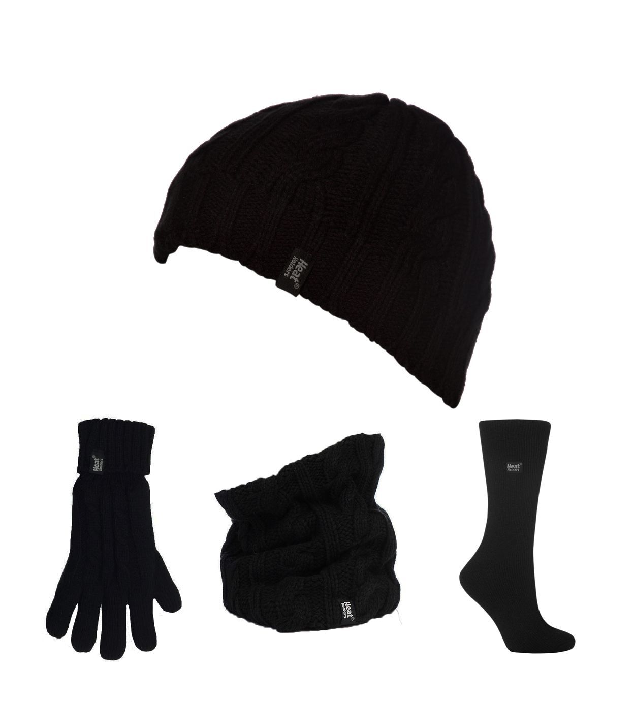 Soportes térmicos - Juego de guantes de sombrero térmico de punto para mujer, calentador de cuello y calcetines de invierno - Imagen 13 de 66