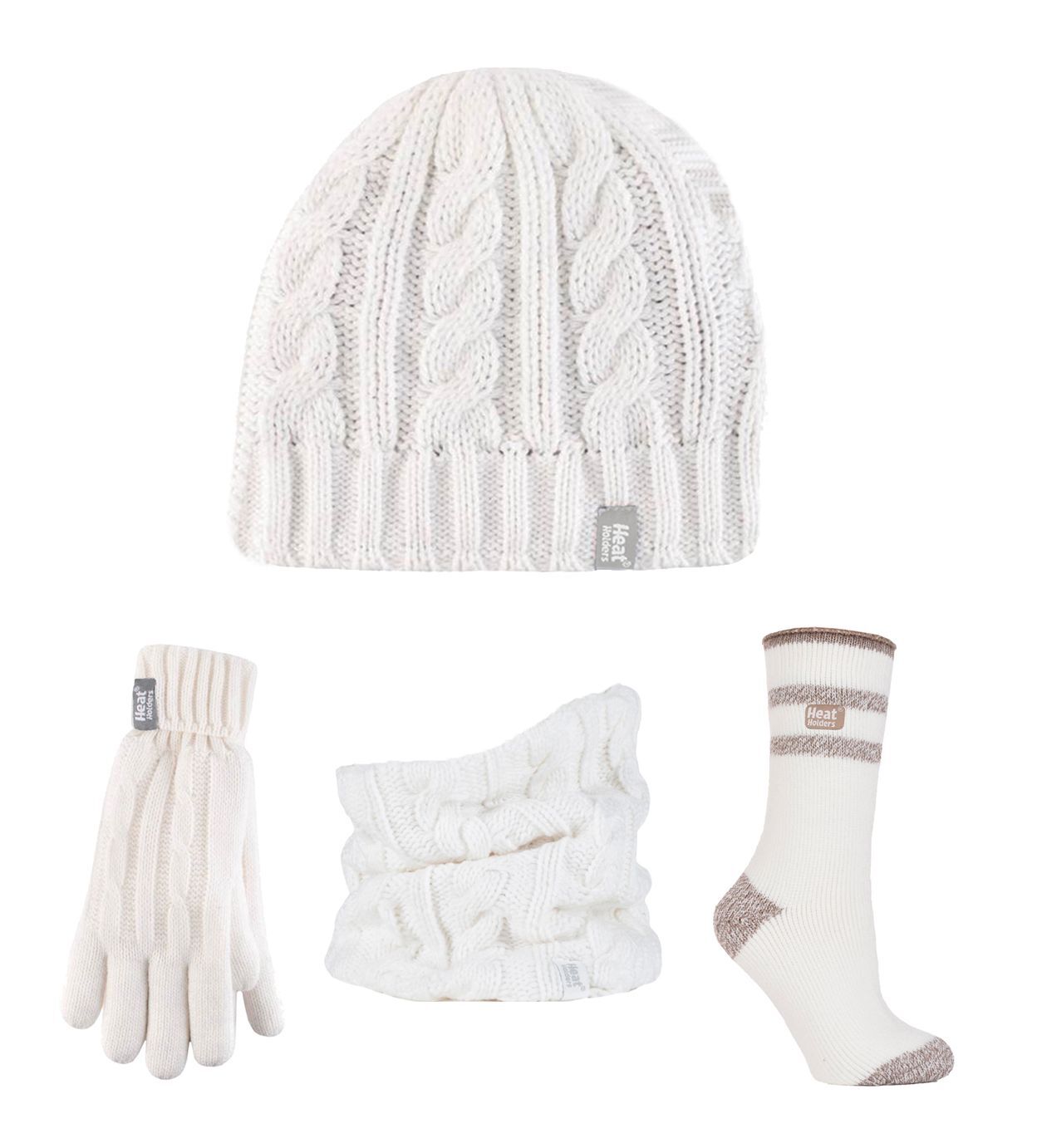 Soportes térmicos - Juego de guantes de sombrero térmico de punto para mujer, calentador de cuello y calcetines de invierno - Imagen 31 de 66