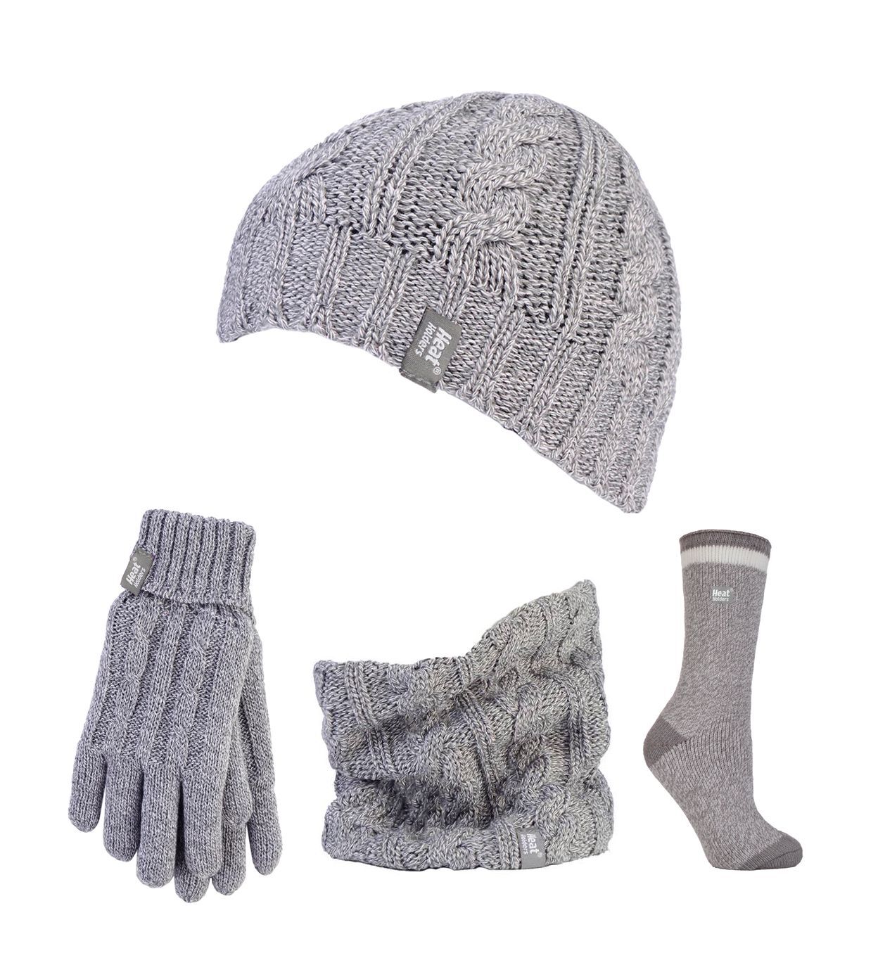 Soportes térmicos - Juego de guantes de sombrero térmico de punto para mujer, calentador de cuello y calcetines de invierno - Imagen 40 de 66