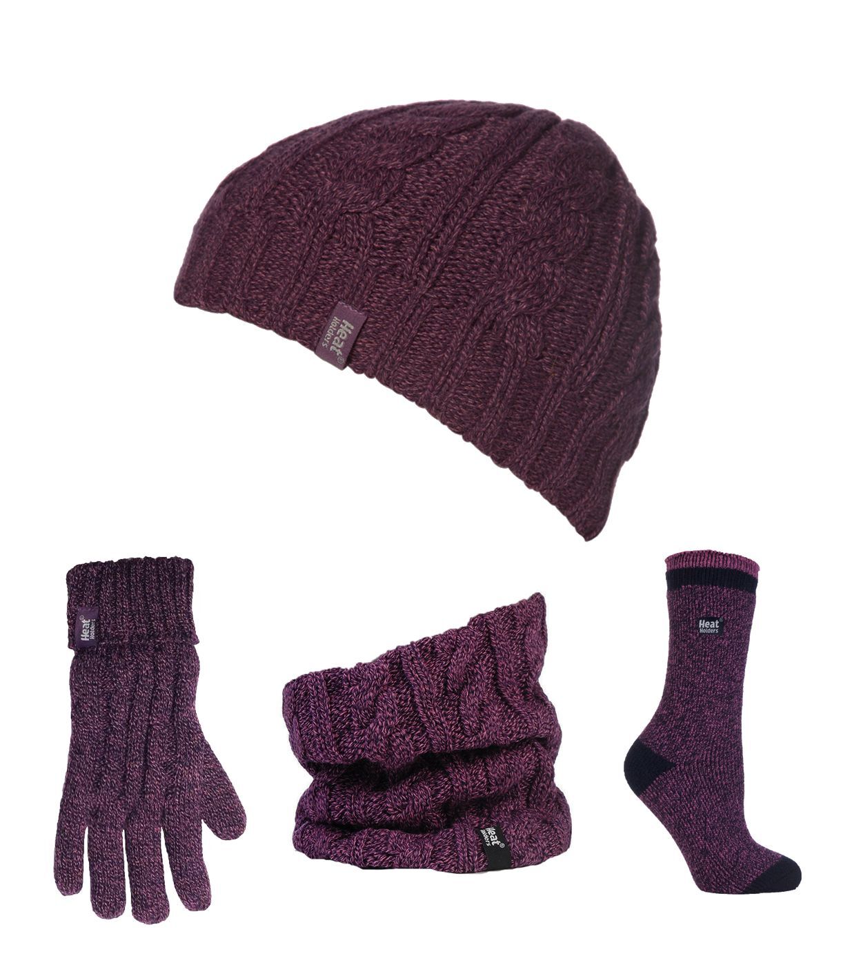 Soportes térmicos - Juego de guantes de sombrero térmico de punto para mujer, calentador de cuello y calcetines de invierno - Imagen 49 de 66