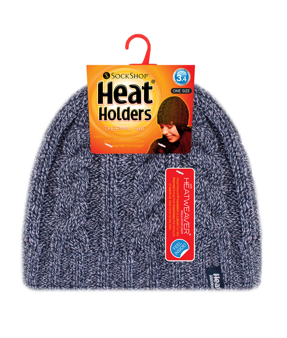 Heat Holders - Womens 3.4 TOG Fleece Lined Cable Knit Thermal Winter Hat - Picture 7 of 17