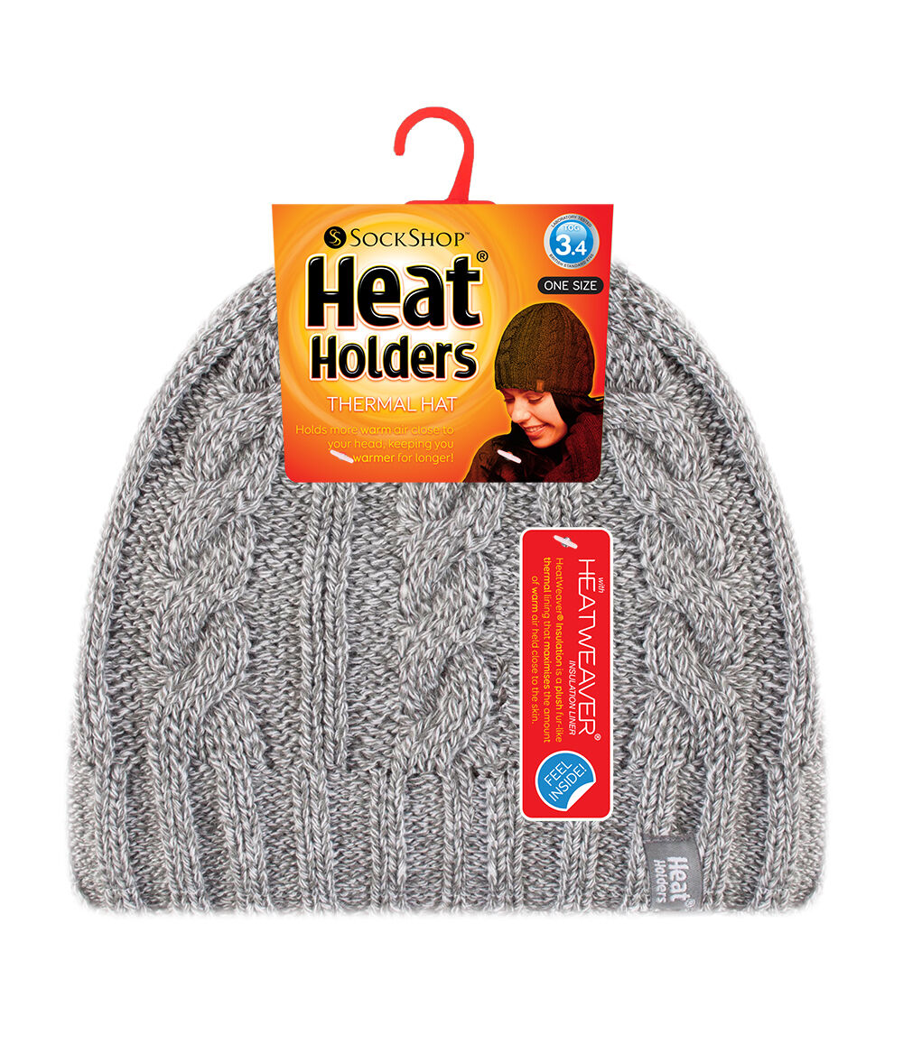 Heat Holders - Womens 3.4 TOG Fleece Lined Cable Knit Thermal Winter Hat - Picture 11 of 17