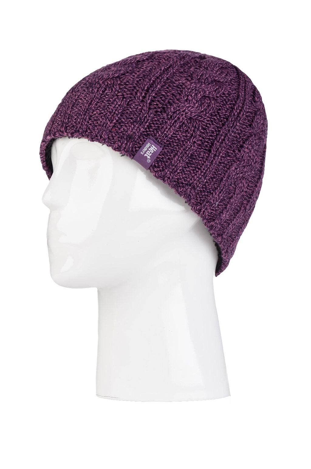 Heat Holders - Womens 3.4 TOG Fleece Lined Cable Knit Thermal Winter Hat - Picture 12 of 17