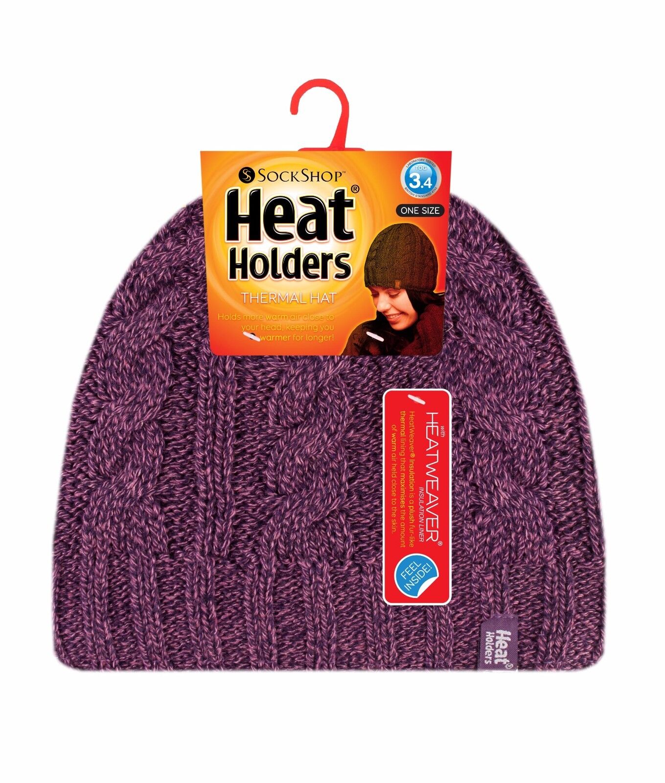 Heat Holders - Womens 3.4 TOG Fleece Lined Cable Knit Thermal Winter Hat - Picture 13 of 17
