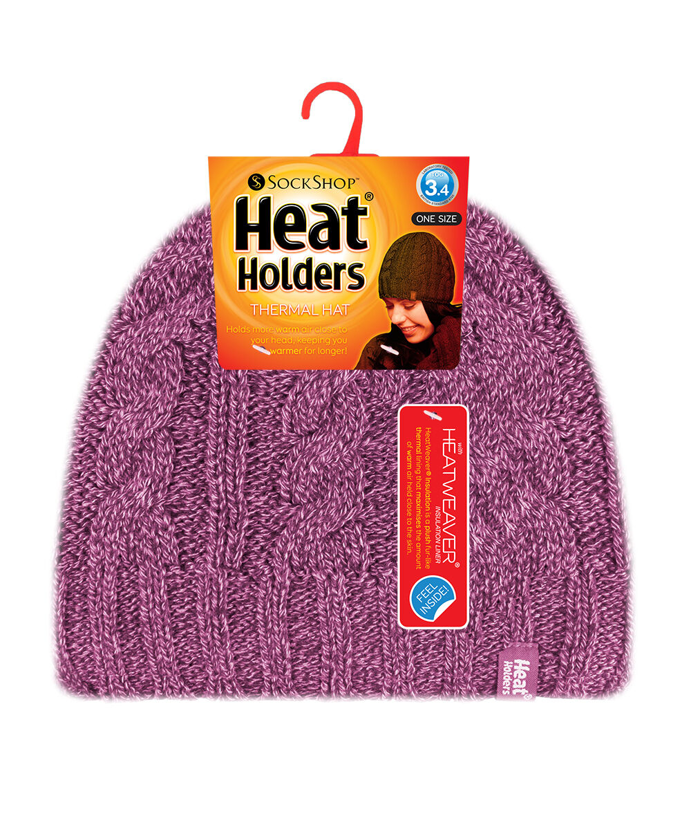 Heat Holders - Womens 3.4 TOG Fleece Lined Cable Knit Thermal Winter Hat - Picture 15 of 17