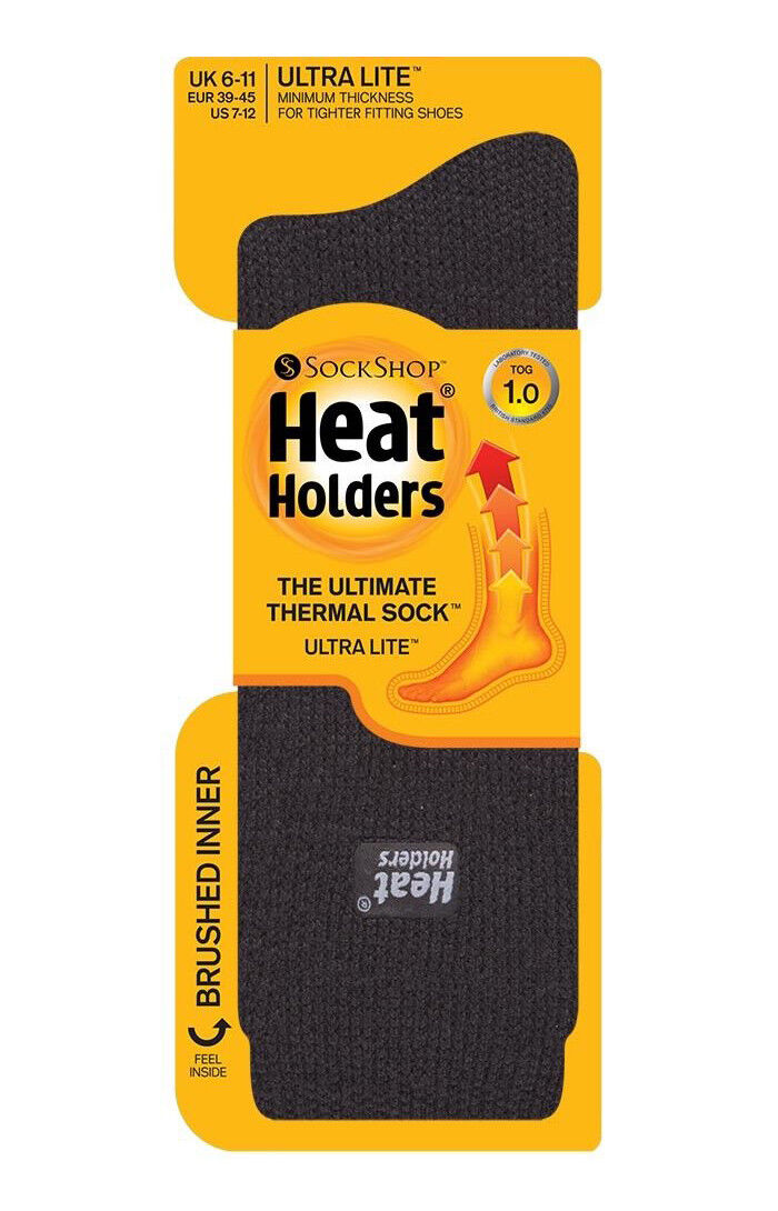 Heat Holders Ultra Lite - Mens Thin 1 TOG Winter Lightweight Thermal Dress Socks - Picture 7 of 9