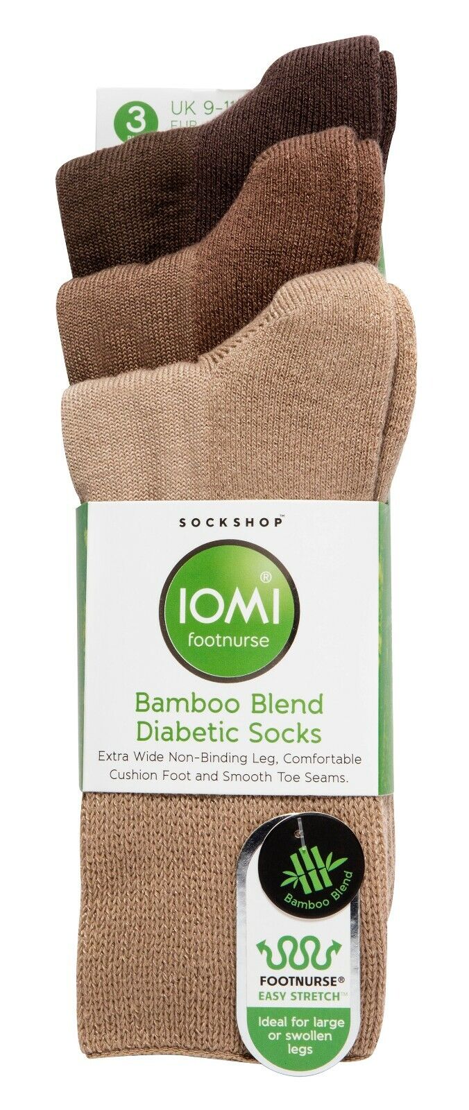 IOMI - Paquete de 3 calcetines diabéticos de bambú extra anchos | Para hombres y damas - Imagen 10 de 22