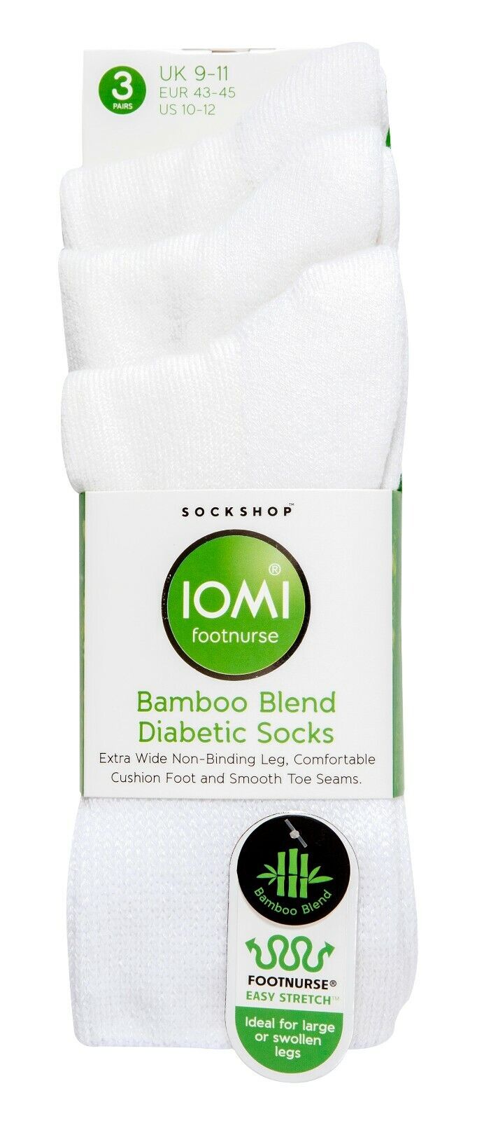 IOMI - Paquete de 3 calcetines diabéticos de bambú extra anchos | Para hombres y damas - Imagen 8 de 22