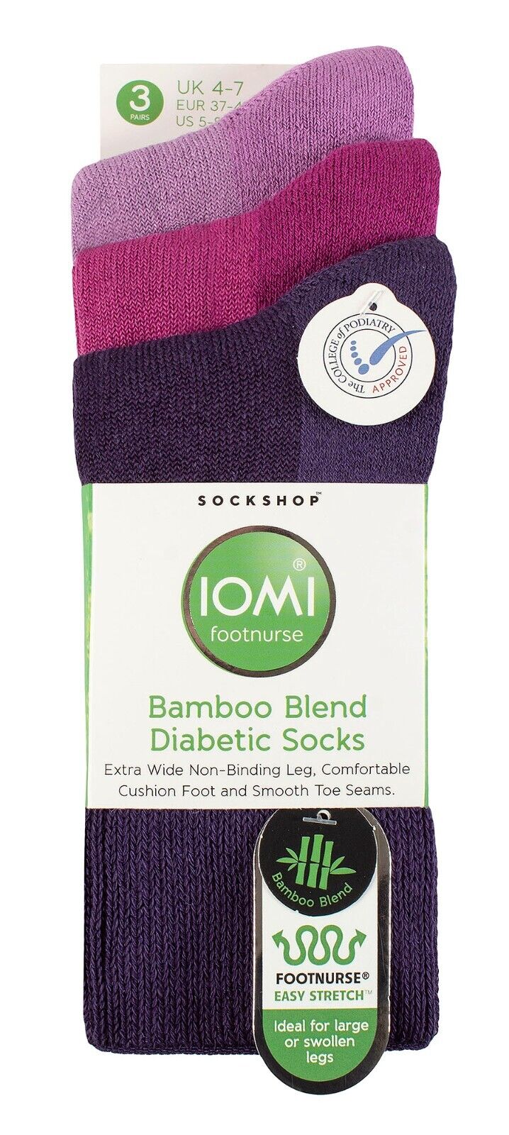 IOMI - Paquete de 3 calcetines diabéticos de bambú extra anchos | Para hombres y damas - Imagen 18 de 22