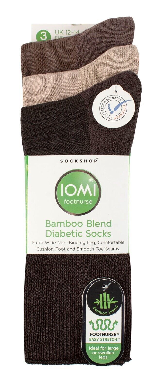 IOMI - Paquete de 3 calcetines diabéticos de bambú extra anchos | Para hombres y damas - Imagen 22 de 22