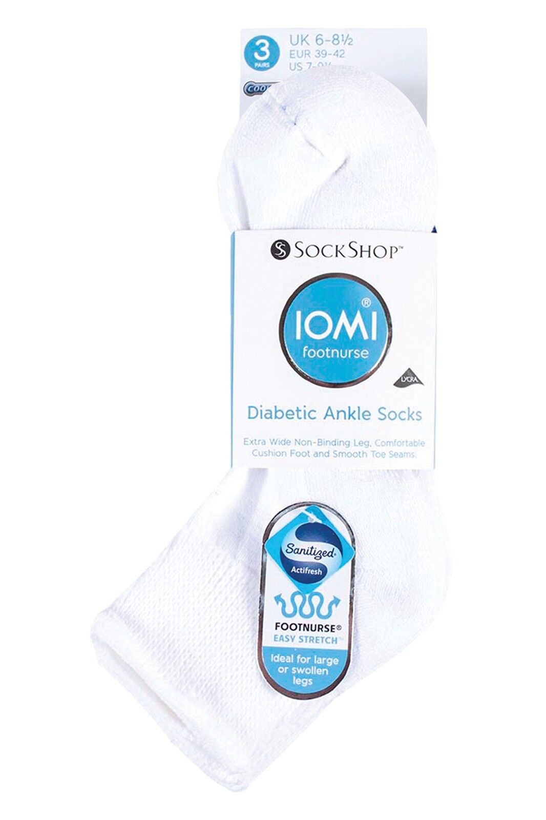 IOMI - 3 Pack Extra Wide Non Elastic Cushioned Sole Low Cut Ankle Diabetic Socks - Picture 8 of 9