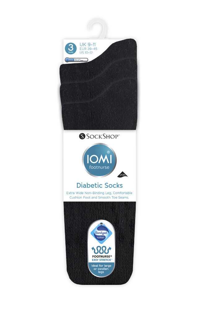 IOMI - 3er-Pack extra breite nicht elastische Diabetikersocken für Herren und Damen für geschwollene Beine - Bild 6 von 9