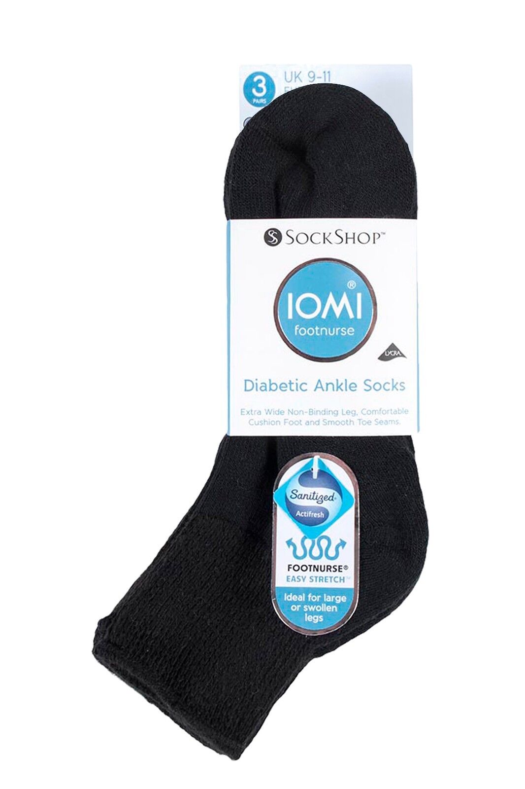 IOMI - 3er pack kurz sneaker baumwolle ohne gummi extra weit diabetikersocken - Bild 5 von 9