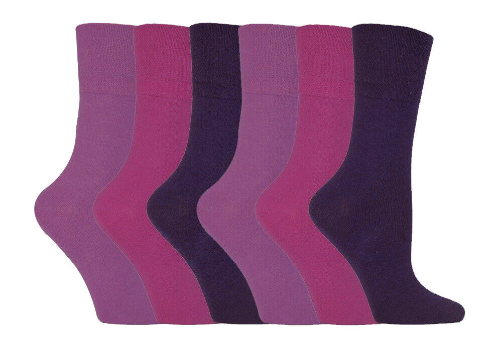 IOMI - 6er pack damen ohne gummi weitschaft baumwolle diabetikersocken 8 farben - Picture 33 of 35