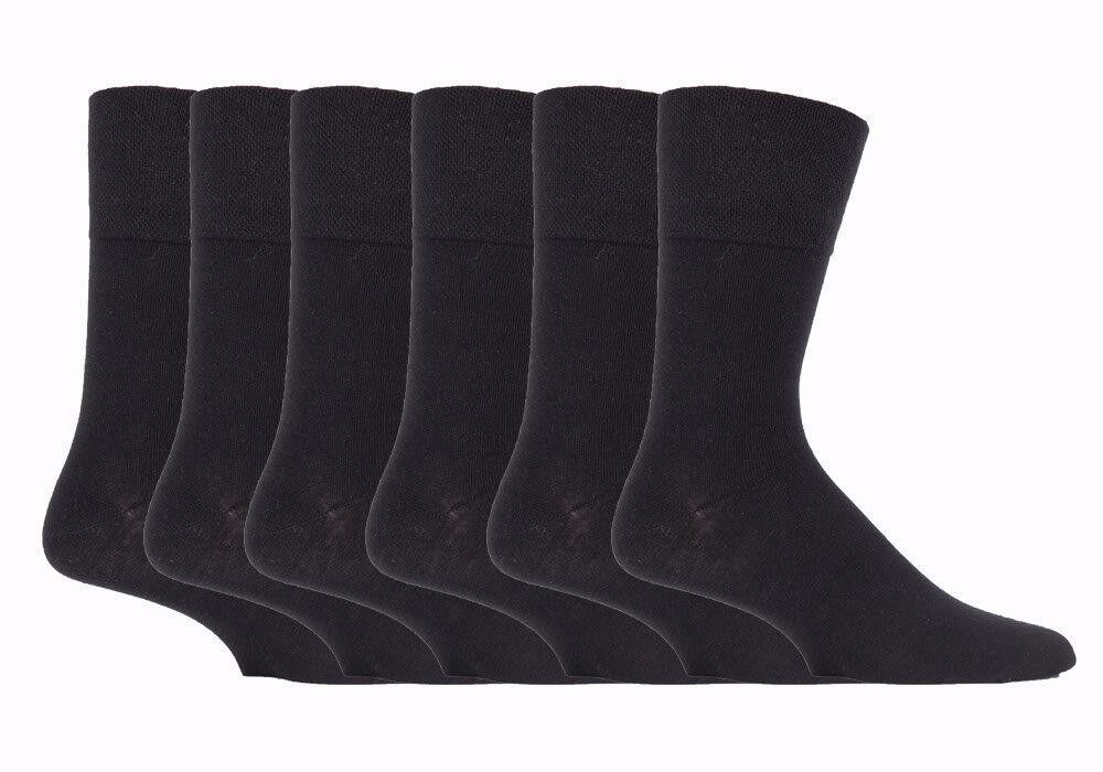 IOMI - Mens 6 Pack Wide Loose Top Non Binding Elastic Cotton Crew Diabetic Socks - Picture 14 of 25