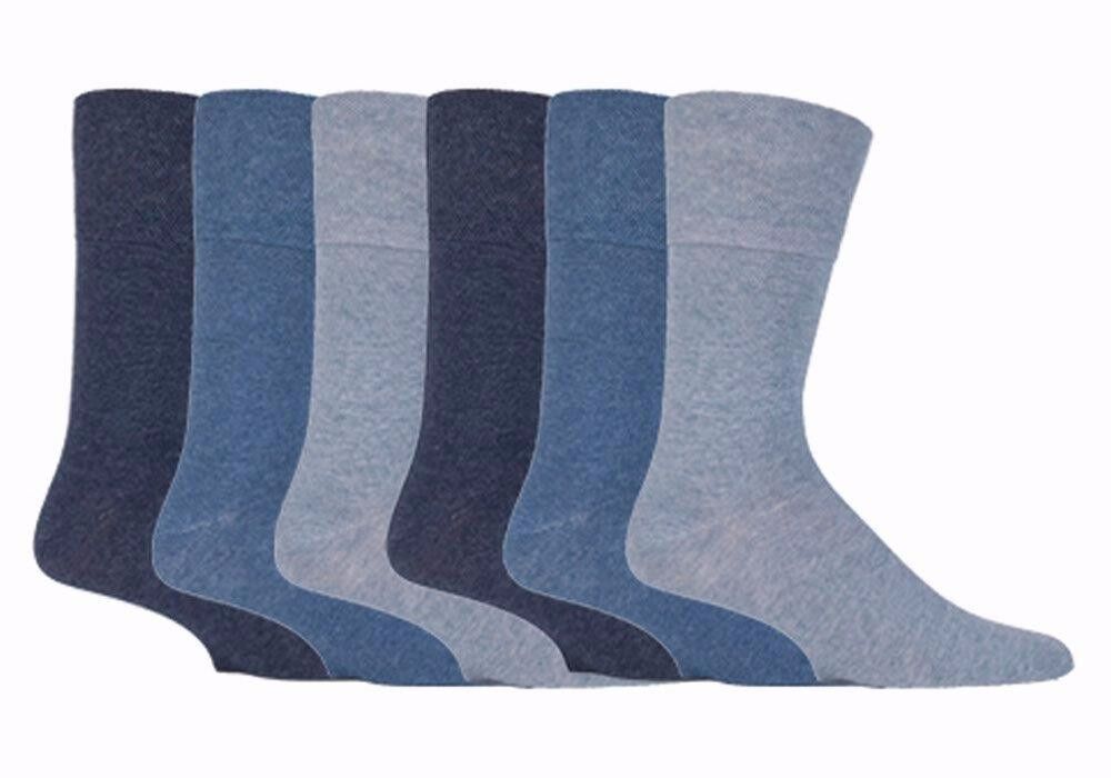 IOMI - Mens 6 Pack Wide Loose Top Non Binding Elastic Cotton Crew Diabetic Socks - Picture 17 of 25